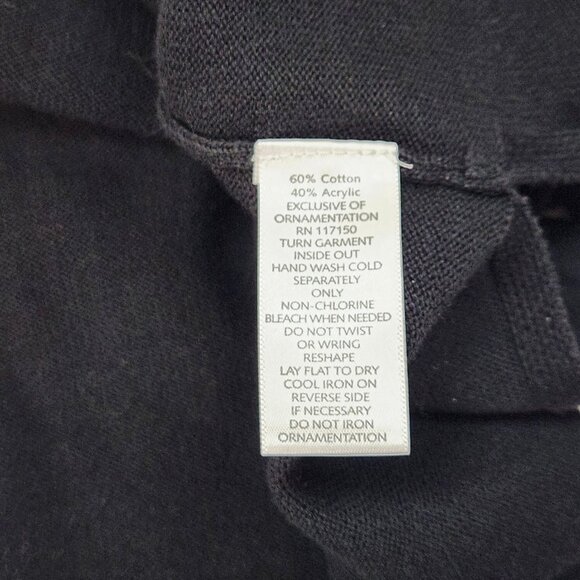 Quacker Factory Beaded Sweater Womens 2X Black Plus Rhinestone Stretch Top MM03X - Picture 6 of 8